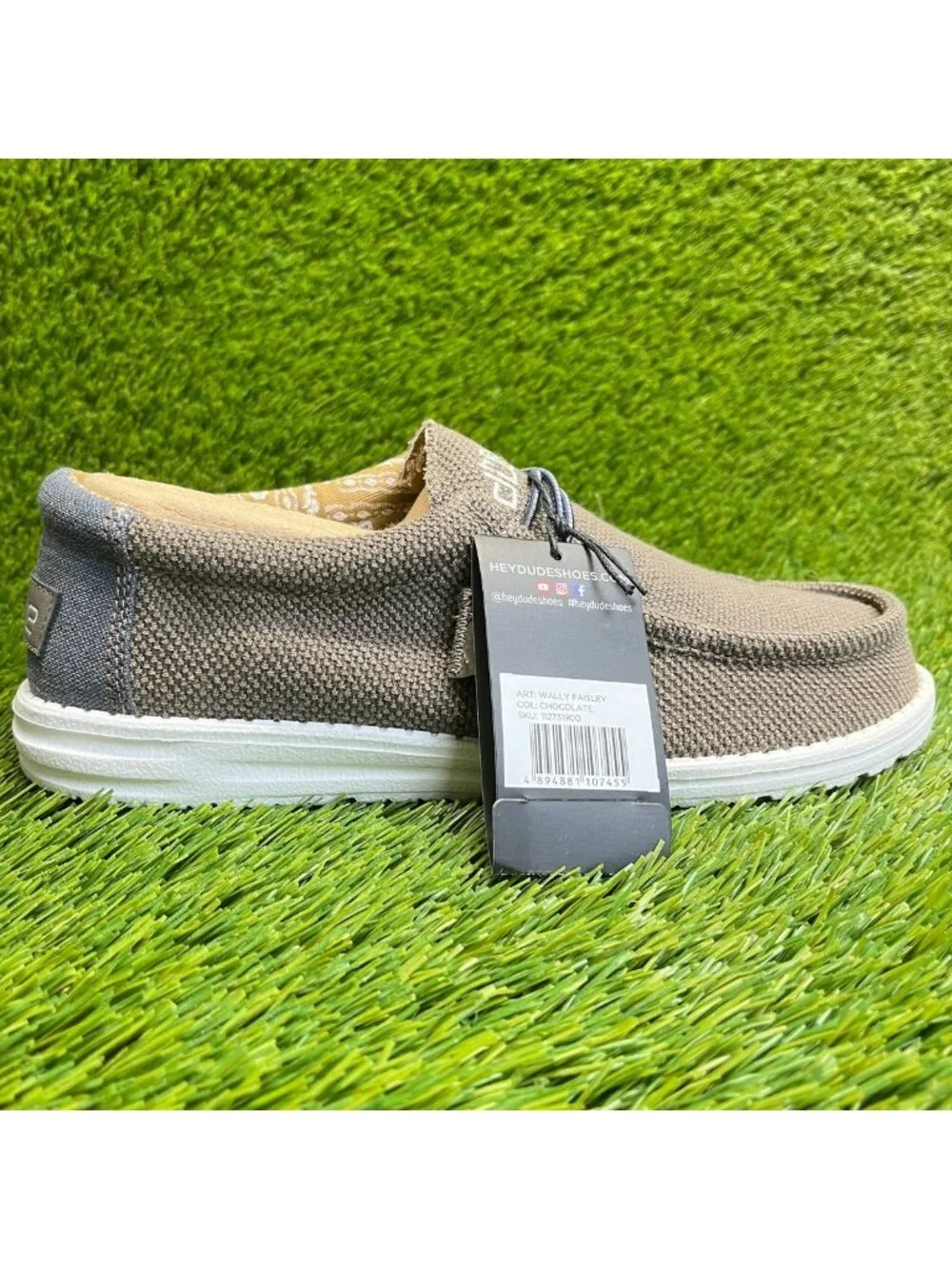 Hey Dude Wally Paisley Mens Size 8 Chocolate White Casual Walking Slip-On Shoes